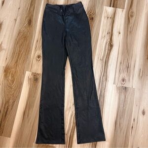 Naked Wardrobe Medium (Fits Small S) Black Faux Leather Pull On Boot Cut Pants